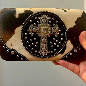Cow clutch purse